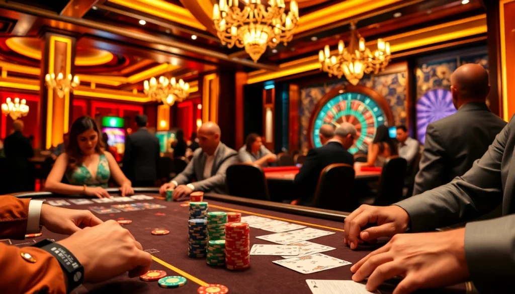 Exciting casino gaming scene featuring renginiu juosteles on players' wrists, enhancing event branding.
