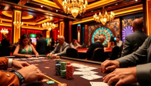 Exciting casino gaming scene featuring renginiu juosteles on players' wrists, enhancing event branding.