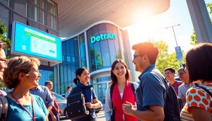 Community interaction at Detran GO, showcasing accessible services and a friendly atmosphere.