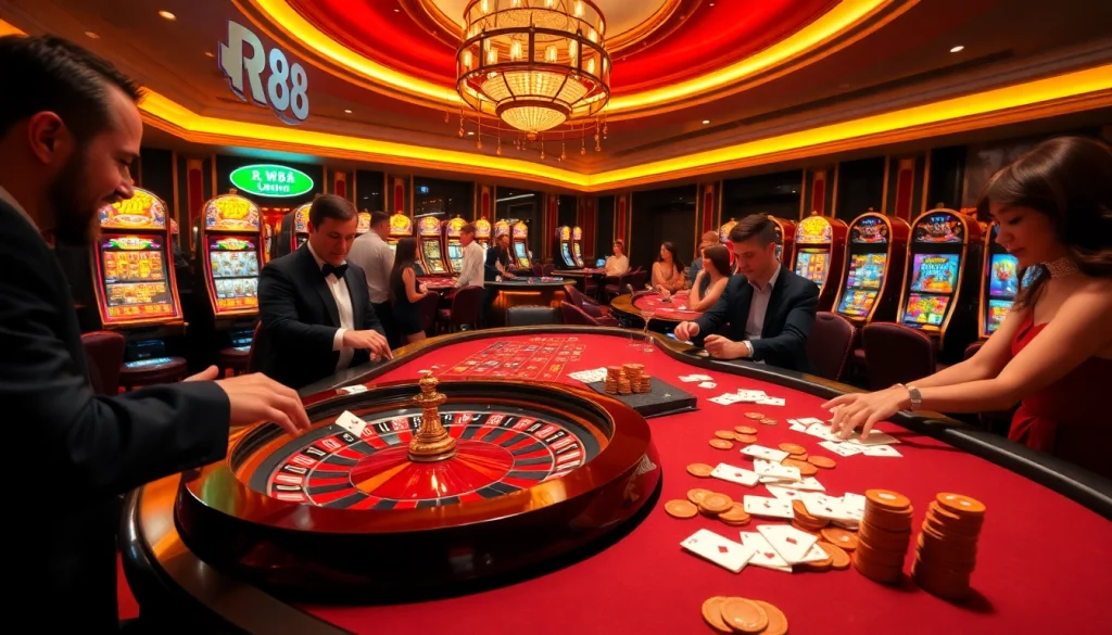 Experience the excitement of rr 88 with vibrant casino tables and dynamic players winning.