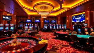 Engaged gamblers enjoying various games at https://thabet.vegas/ casino, showcasing excitement and luxury.