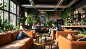 Visiteurs appréciant le confort de The Corner Cannabis Club Madrid dans une ambiance accueillante.