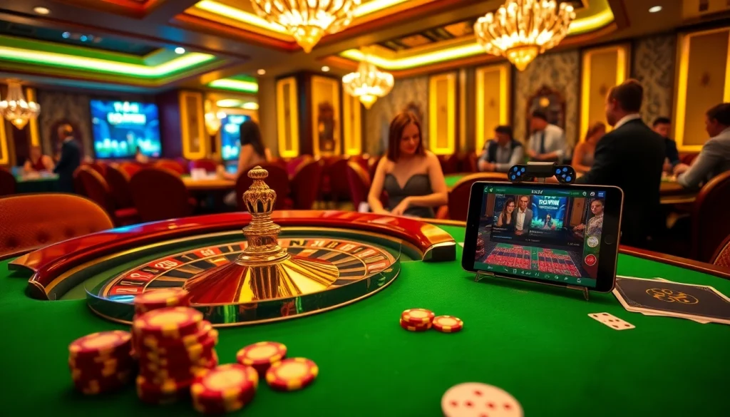 Engage with Tải Bomwin, an exciting casino gaming scene filled with rich colors and players immersed in high-stakes action.