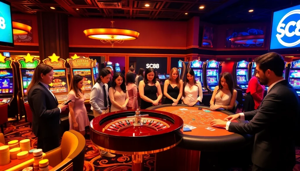 Players enjoying high-stakes games at SC88 casino, capturing the thrill of online gambling.
