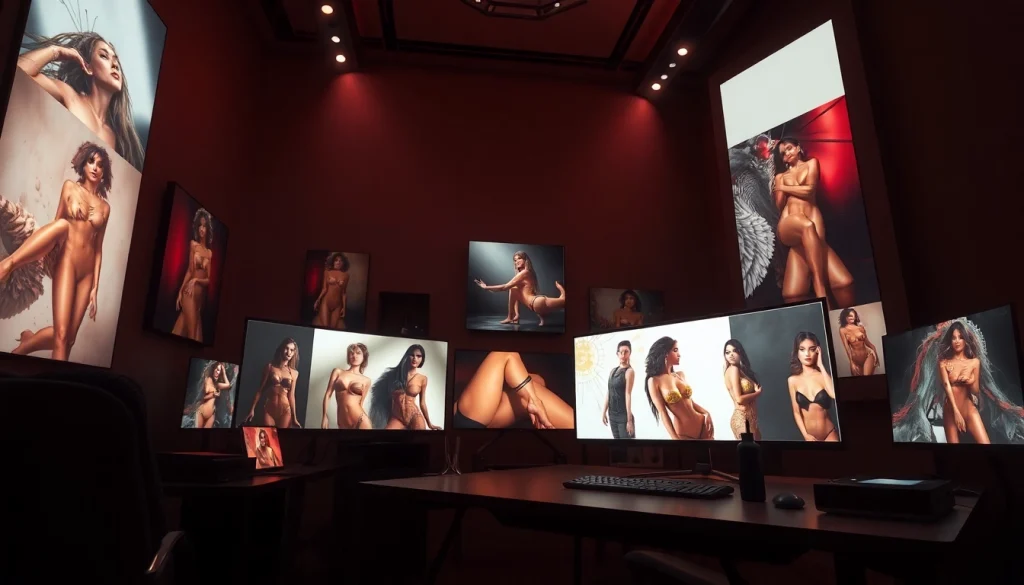 Dynamic workspace showcasing NSFW AI image generation with modern art tools.