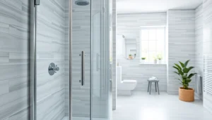 Duschkabine 90x90 mit eleganten Chromakzenten und klaren Glasflächen in einem modernen Badezimmer.