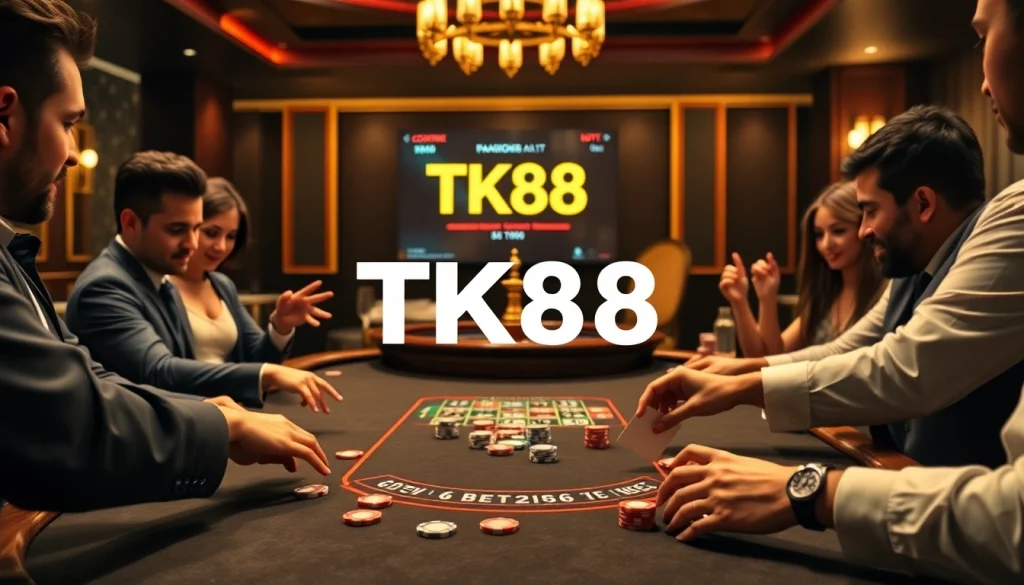 Engaged players experiencing intense gameplay at TK88 casino tables.