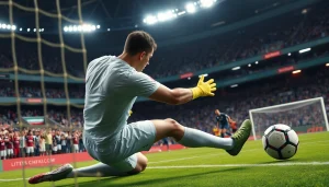เรอัลมาดริด goalkeeper executing a spectacular save in an action-packed match.