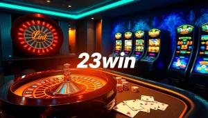 Engage with the thrilling world of 23win casino featuring luxury tables and vibrant slot machines.