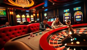 Experience thrilling gaming action at hay.win with lively poker chips and a roulette wheel.