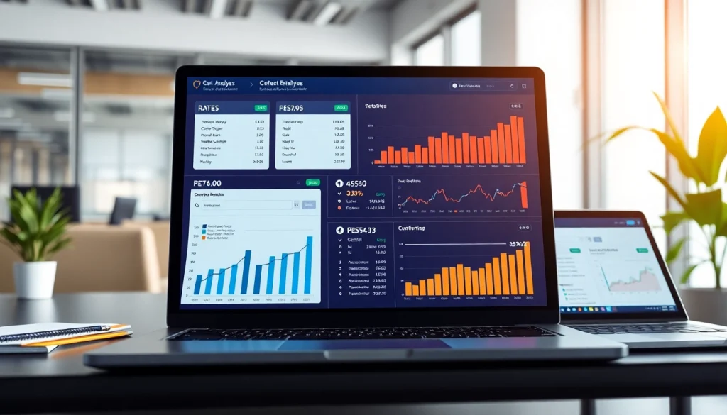 View of https://m.check-rates.com showing interactive rate comparisons in a sleek office.