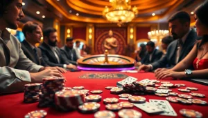 IWIN casino scene featuring vibrant poker action with luxurious decor and excitement.