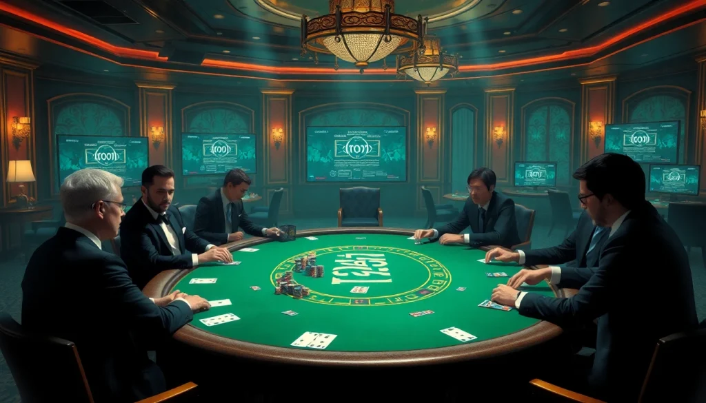 Engage with the hidden wiki dark web in a high-stakes casino setting, featuring poker chips and cards.