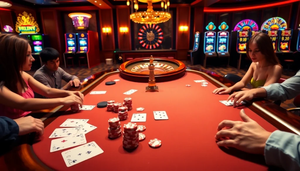Play winning hands at the poker table inspired by https://mm88.press/ in a luxurious casino setting.