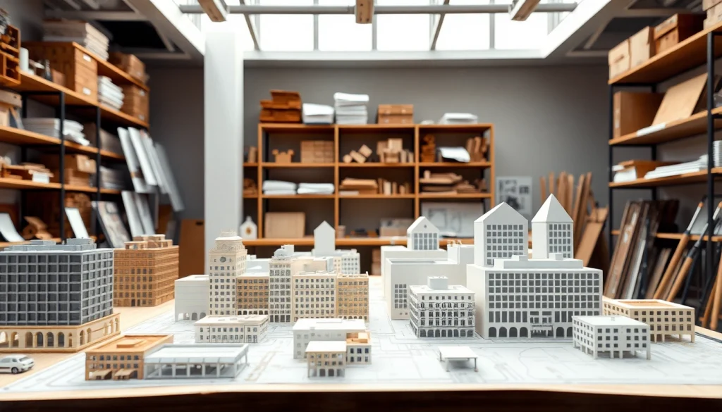 Modellbauarbeiten in einem modernen Atelier für architekturmodellbau Mainz mit kreativen Details.