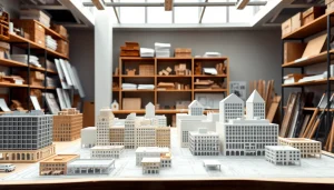 Modellbauarbeiten in einem modernen Atelier für architekturmodellbau Mainz mit kreativen Details.