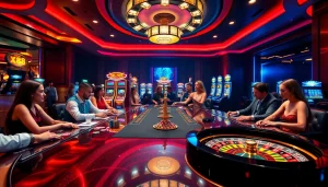 Players enjoying an exciting game at XX88 casino, surrounded by poker chips and roulette.