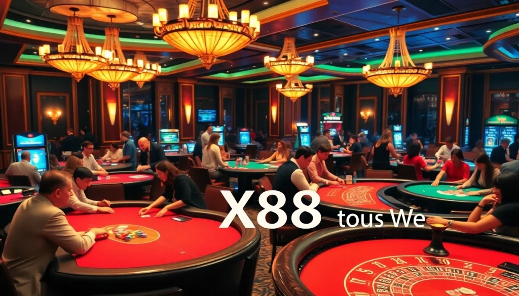 Winning at X88 tours: Luxurious casino gaming with poker chips and cards in action.