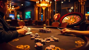 Players enjoying a high-stakes poker game at the S8-themed casino table.