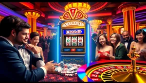Rasakan sensasi berjudi di UTAMA4D dengan mesin slot yang berwarna-warni dan pemain yang antusias.