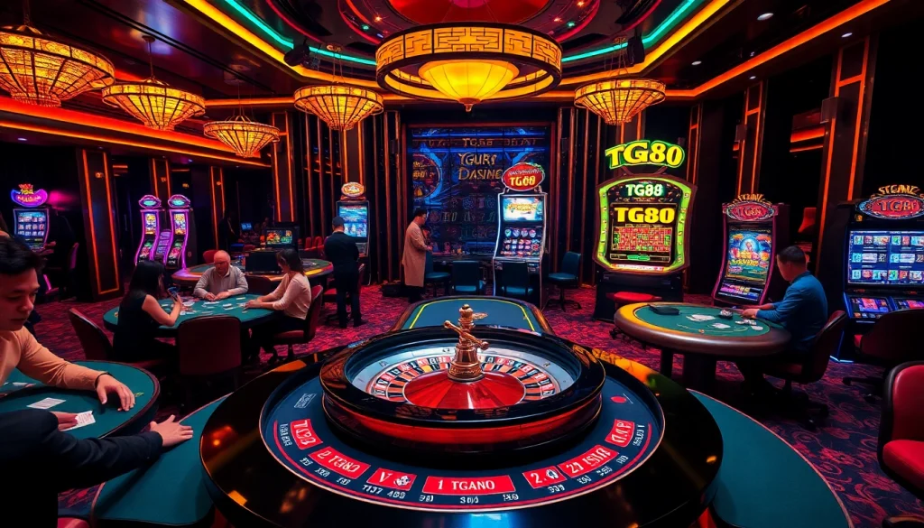 Experience the excitement of TG88 with vibrant casino action at roulette and poker tables.