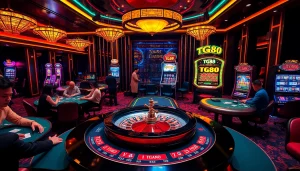 Experience the excitement of TG88 with vibrant casino action at roulette and poker tables.
