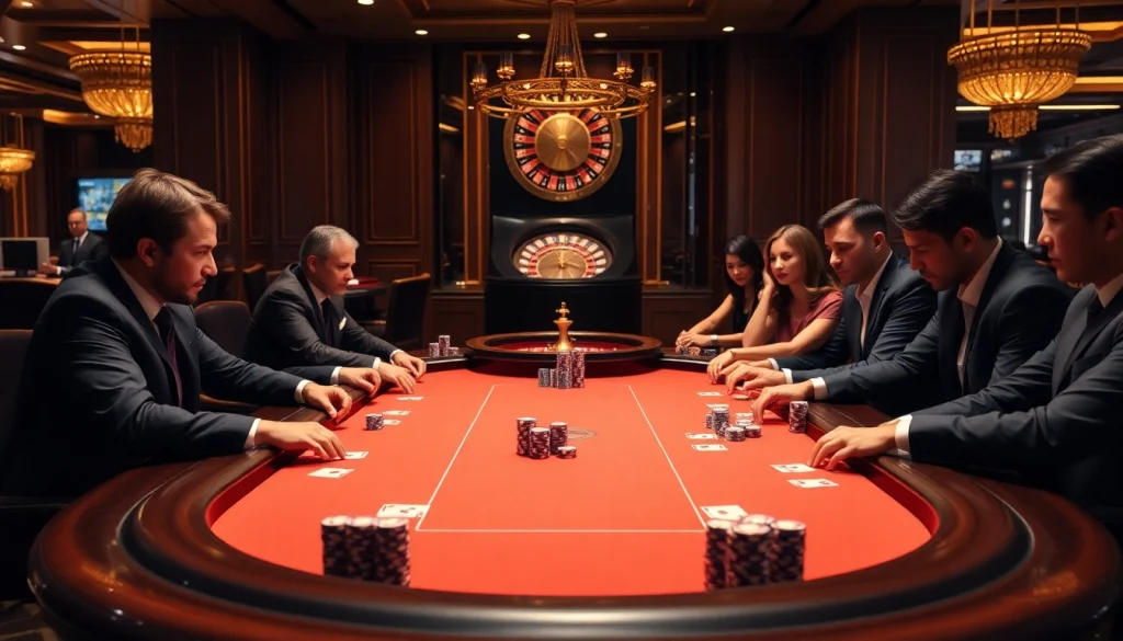 Exciting poker game at https://789f.town/ with players strategizing over cards and chips.