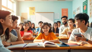 多様な学習者が参加するStudy Sapuri TOEICキャンペーンの頻度を強調する、活気ある教室の様子。