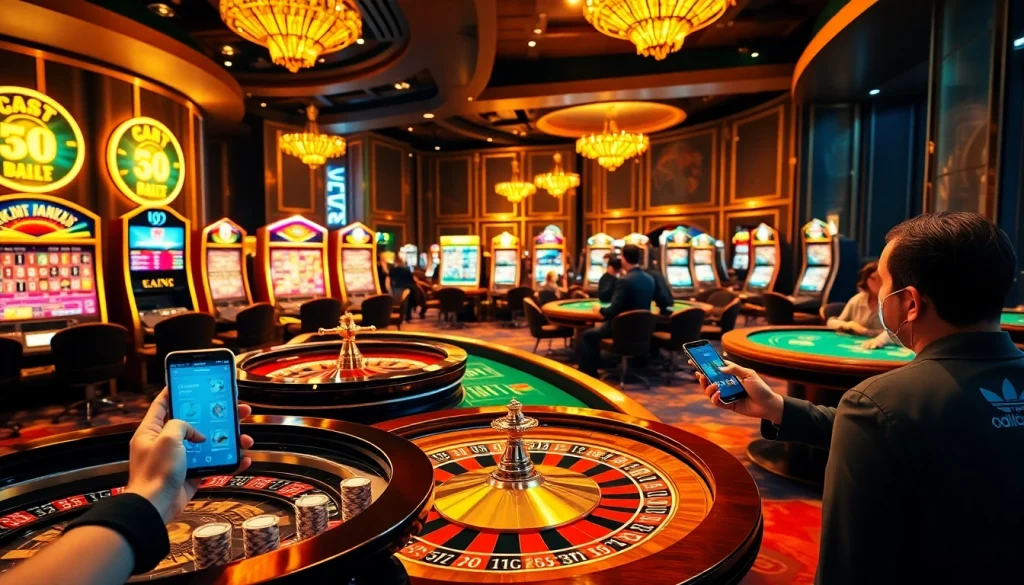 Players enjoying games at crypto online casinos, showcasing vibrant tables and slots.