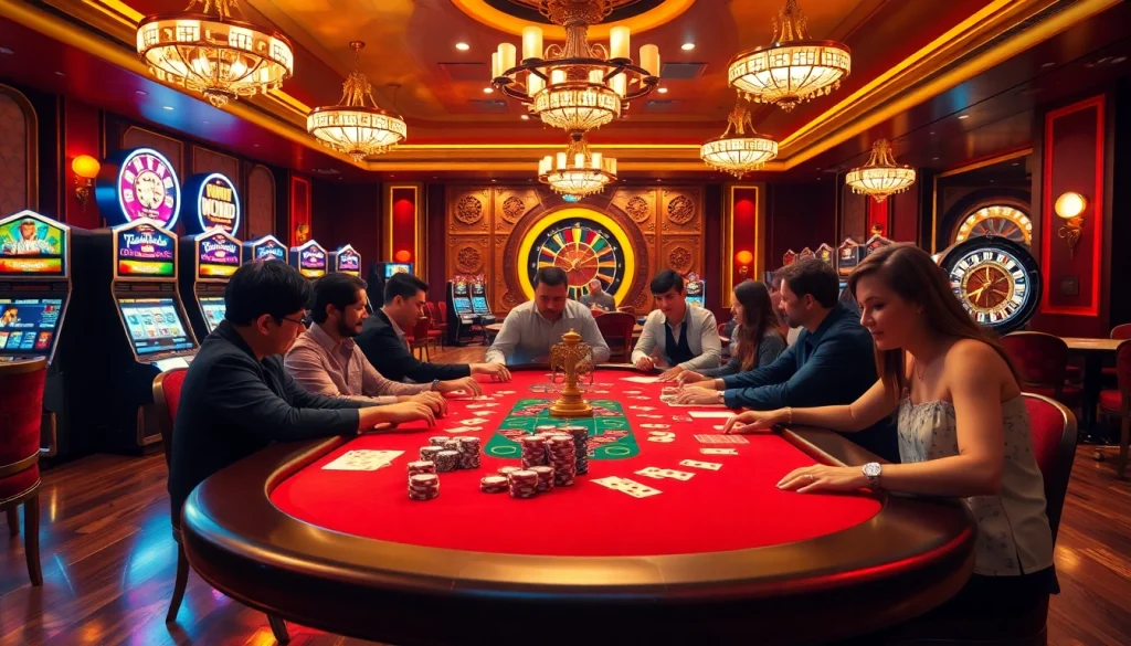 Experience high-stakes gaming excitement at SODO casino with vibrant tables and luxurious atmosphere.