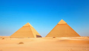 Discovering the rich textures and significant scale of pyramids in iconic desert landscape.