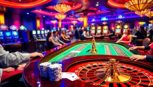 Engage in thrilling casino action at https://vb88.social/ with roulette, poker chips, and vibrant crowds.