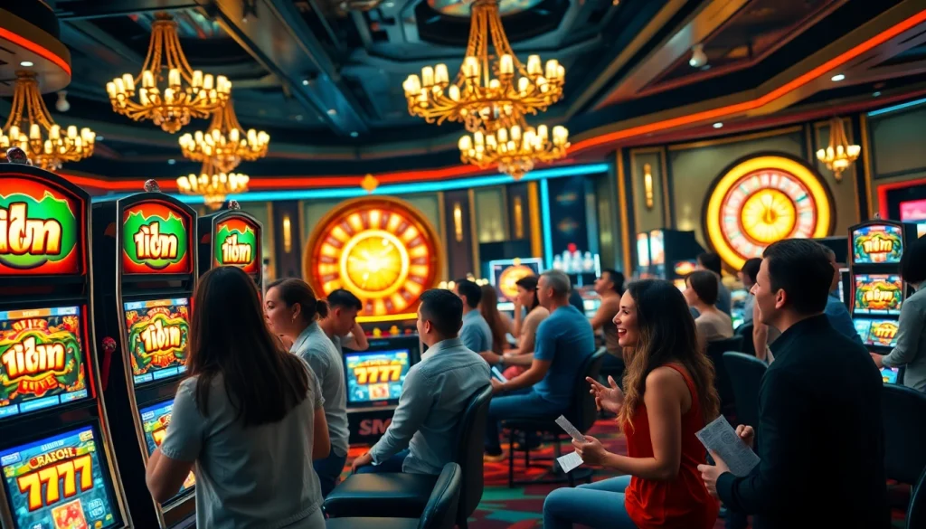 Experience excitement at idn slot 777 with diverse players engaging in vibrant slot games.