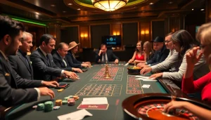 Experience the thrill of betting at a 79King casino table with vibrant chips and players in action.