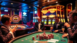 Experience the thrill of decision-making at Luckywin's exciting casino table with intense poker action.