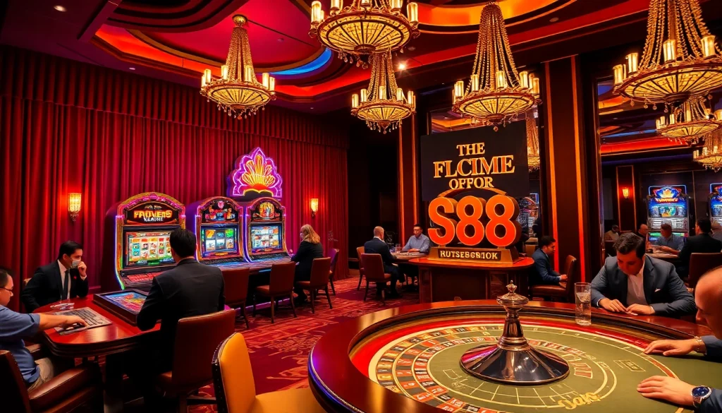 Players enjoying a luxurious gaming experience with the s88 slot machine in a vibrant casino.