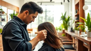 Frizerie Craiova - hairstylist providing expert haircuts in a modern, inviting salon.