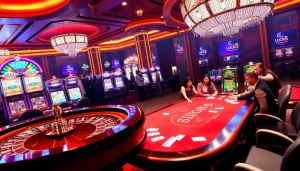 Trải nghiệm casino đầy kích thích với nhận diện thương hiệu LUCK8, bao gồm bàn roulette và poker.