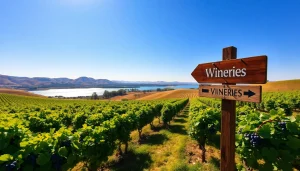 Grapevines in Carksburg CA highlighting local wineries and scenic views.