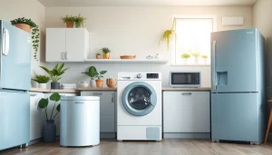 Home systems and appliance protection showcased in a bright kitchen, ensuring reliable home safety.