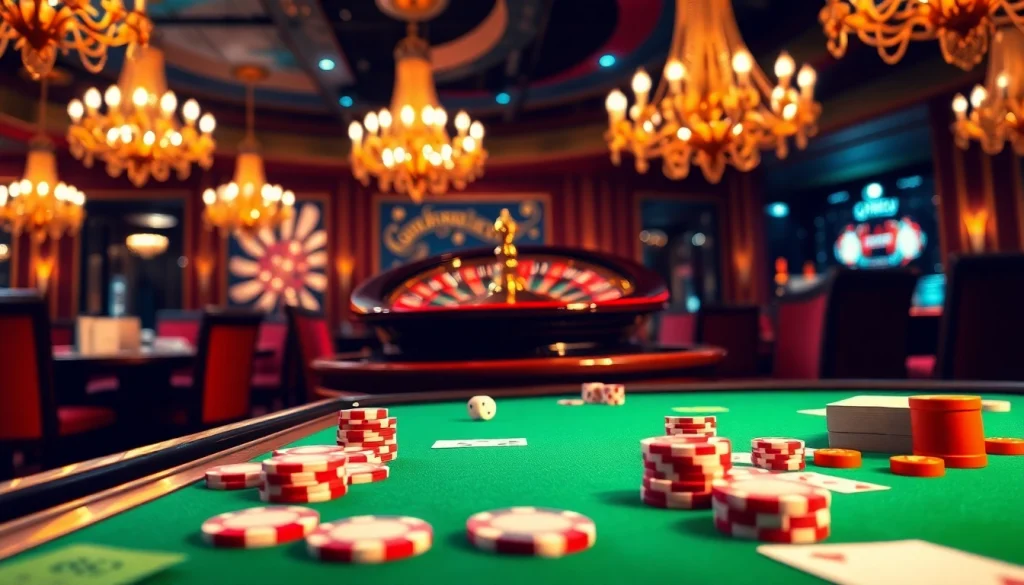 Players enjoying a vibrant casino atmosphere with poker chips and roulette wheel, focusing on 88t betting excitement.