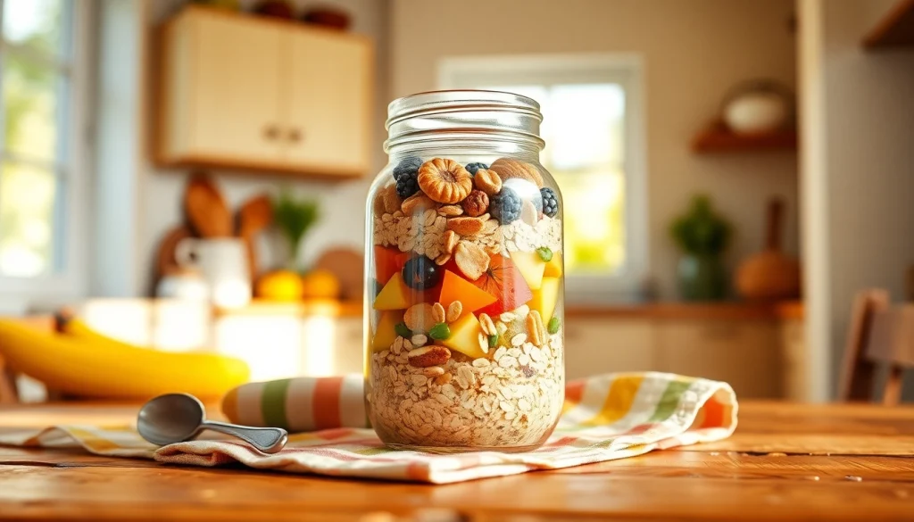 Discover nutritious layers in a mason jar breakfast filled with oats and fruits at https://masonjarbreakfast.com