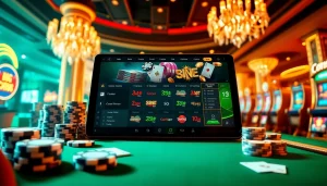 Engaging MM88 online gambling interface with poker chips and cards.