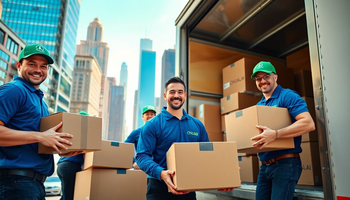 Chicago Movers loading a truck with boxes, showcasing professionalism in action.