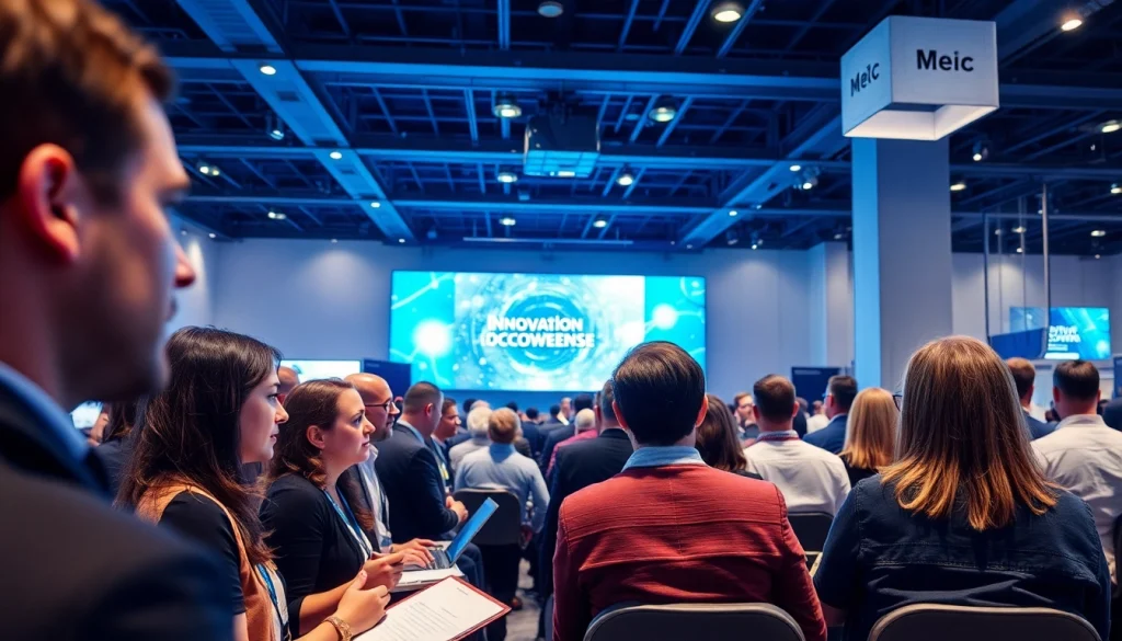 Networking at a technology conference USA, showcasing vibrant discussions and innovative displays.