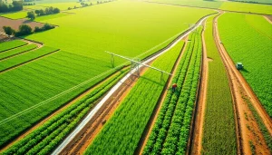 Optimize land irrigation systems to efficiently nourish crops in a bright agricultural landscape.