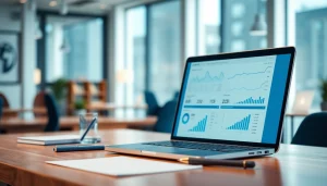 SEO preise visualized on a laptop screen, showing data analysis and pricing strategy.