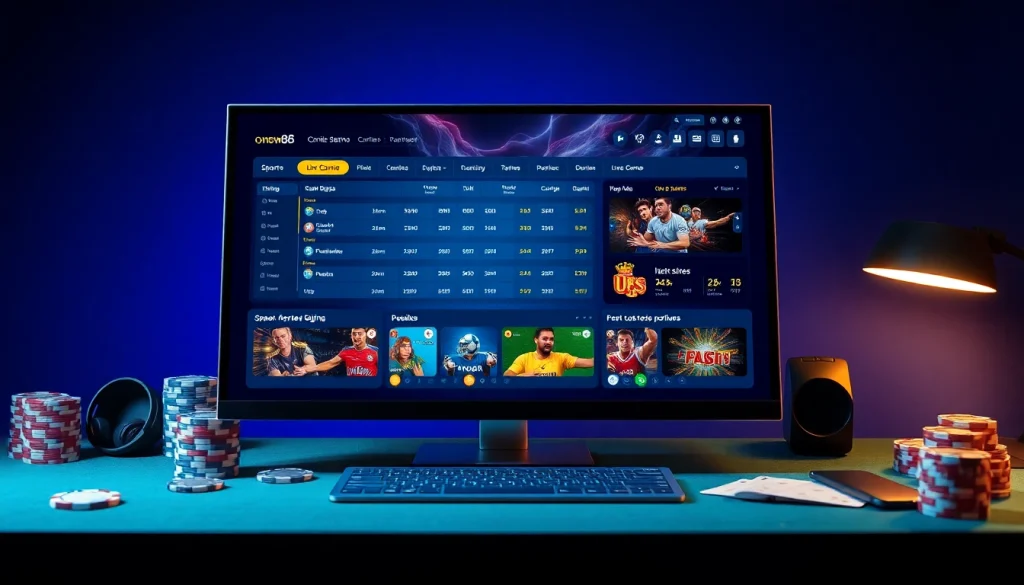 Engaging online gambling interface showcasing https://onew88.com/ with vibrant betting options and appealing design.