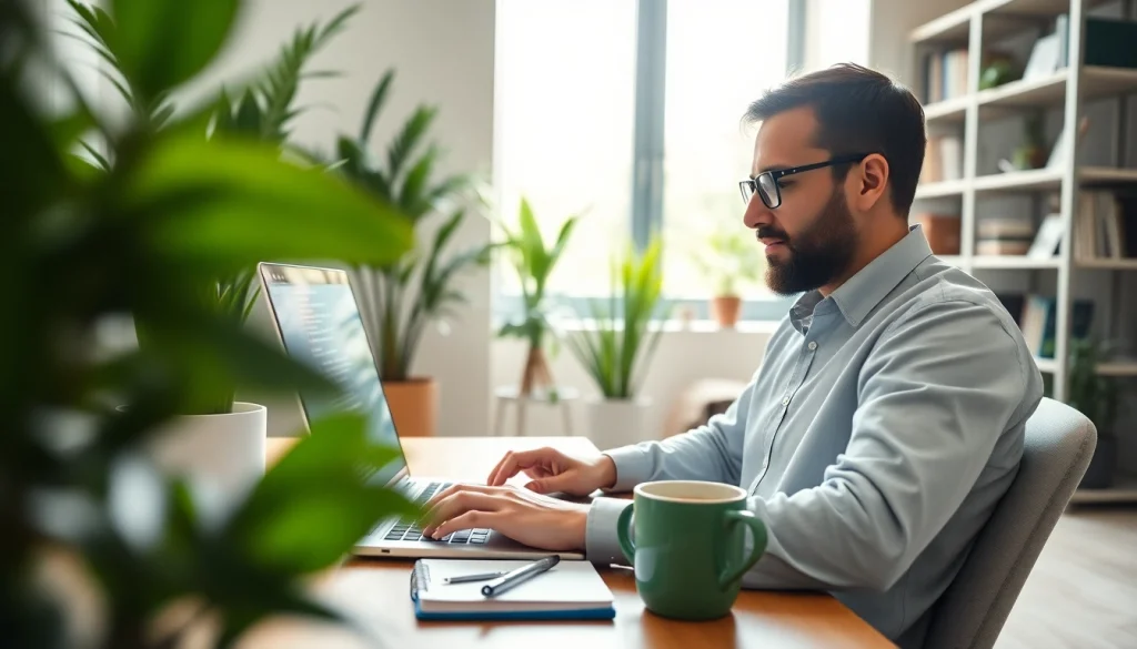 Engaged programmer exploring remote python jobs in a modern home office.