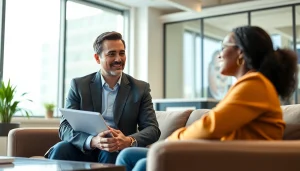 Virginia Immigration Lawyer advising a client in a modern office setting with natural light.